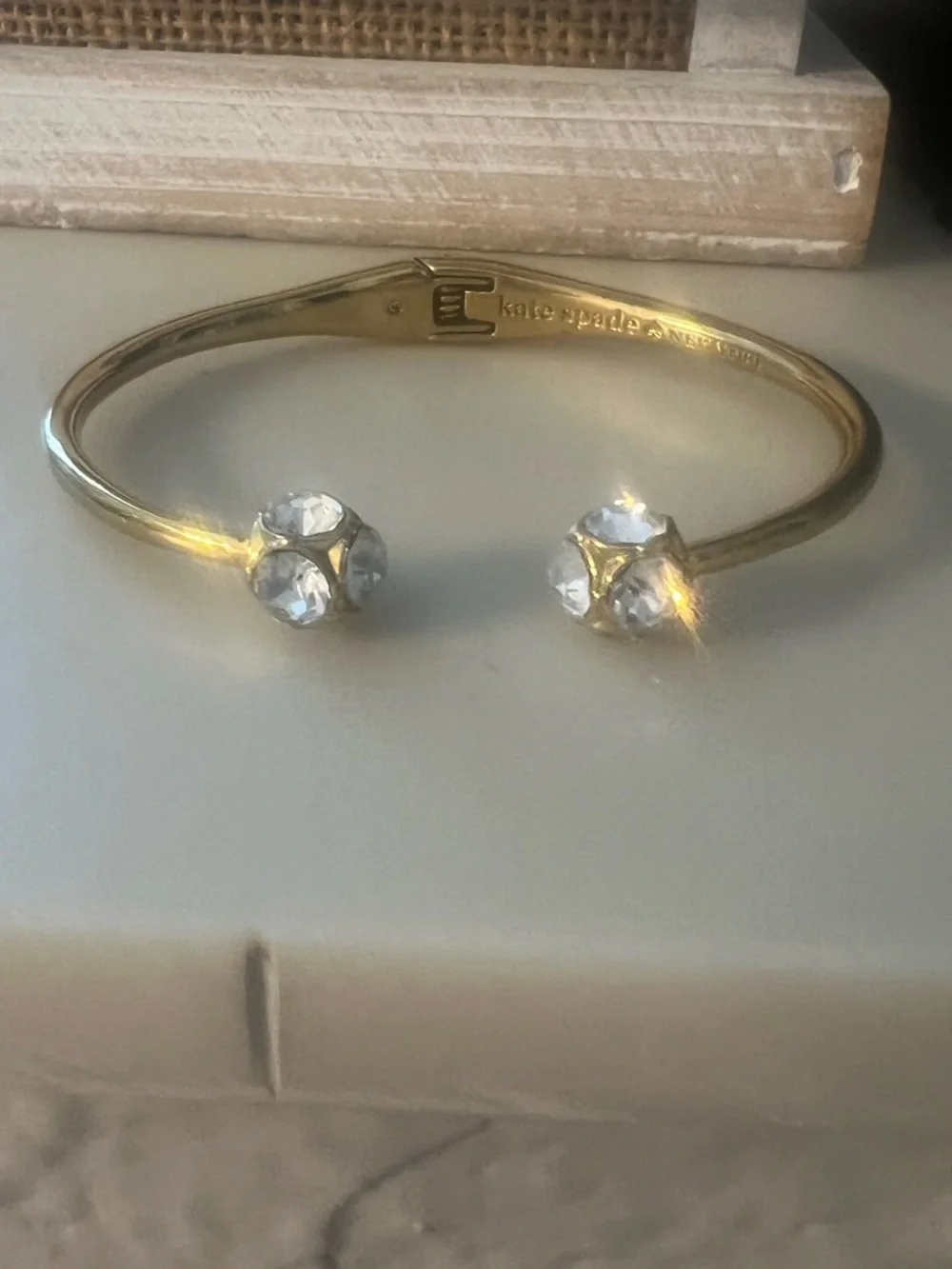 Kate Spade Gold Crystal Open Bangle Bracelet “Lady Marmalade” - Picture 1 of 6